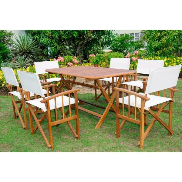 International Caravan Cariati Acacia Wood Patio Group, Stain - 7 Piece RE-54-FA-80A-6CH-STN